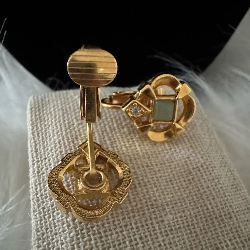 Elegant Gold and Green Earrings